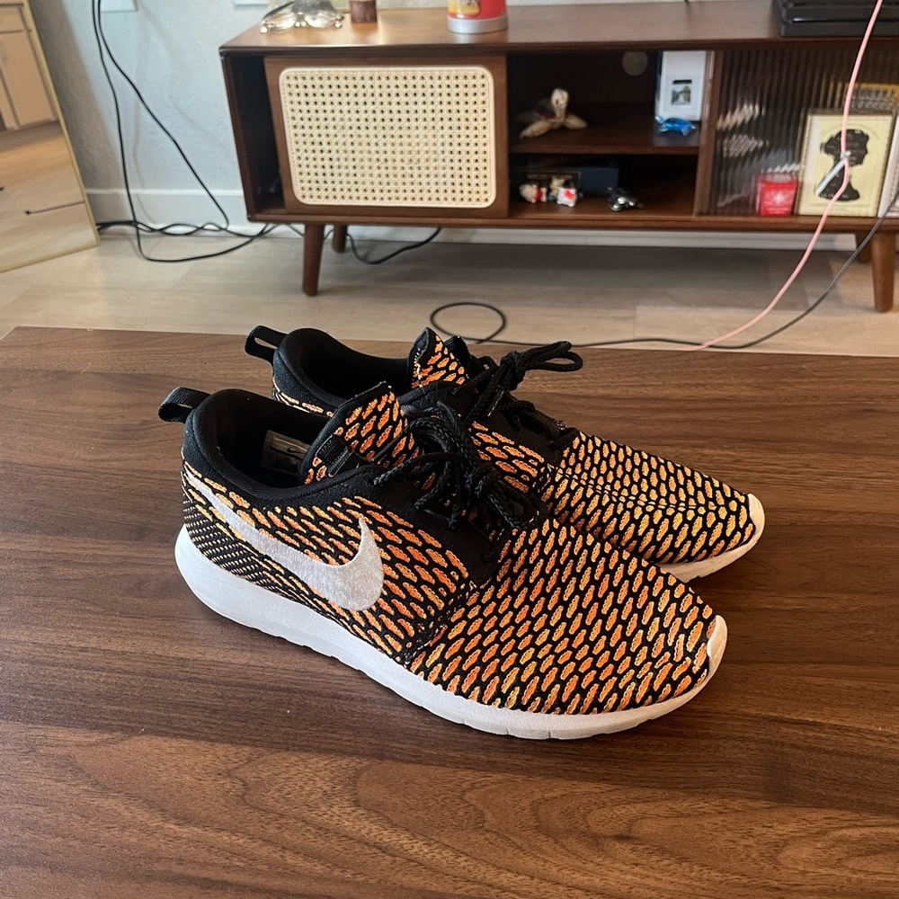 Nike Orange and Black Knit Sneakers